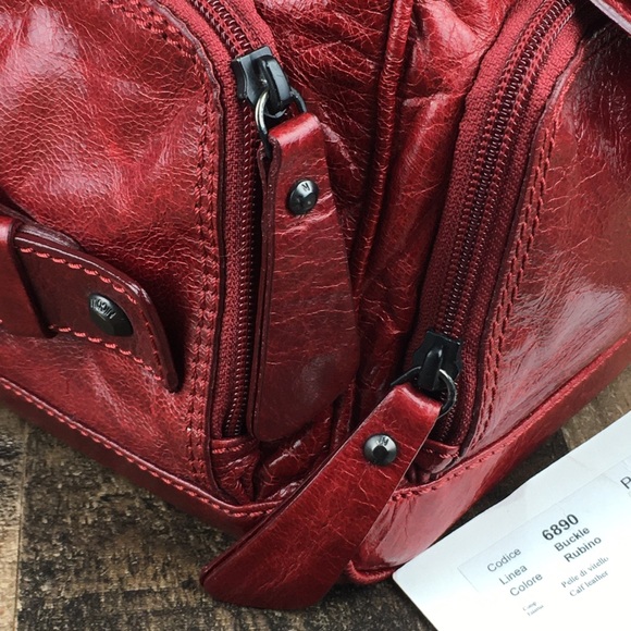 Nicoli Italian Leather Red Buckle Bag Purse - Picture 3 of 15